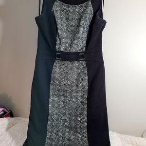 WHBM - Black and white, fitted, knit, professional dress. Size 6